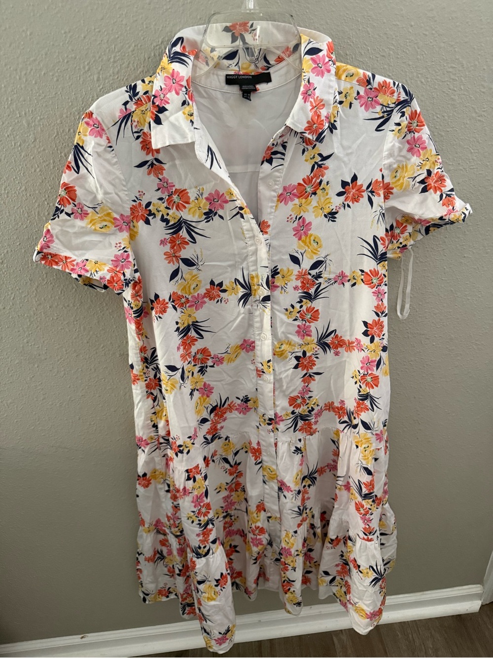 Croft & Barrow White Floral Button-Front Shirt Dress